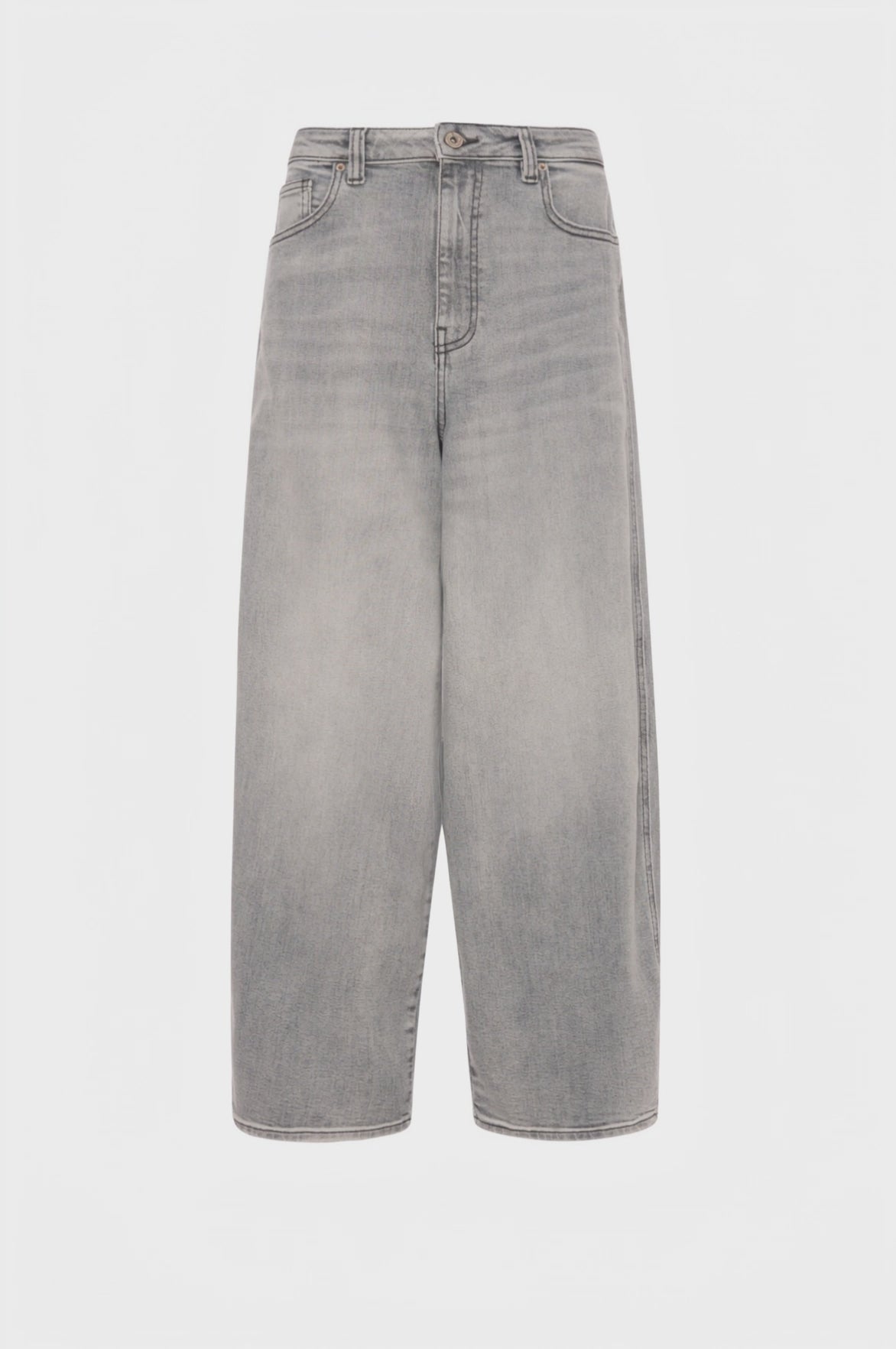 Jeans carrot balloon made in grey denim with light wash