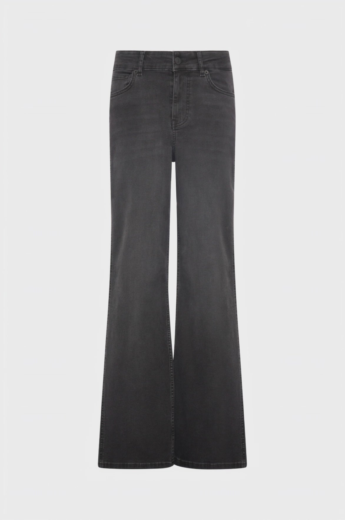 Jeans flare made in black denim with middle wash