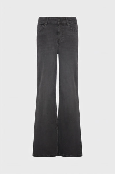 Jeans flare made in black denim with middle wash