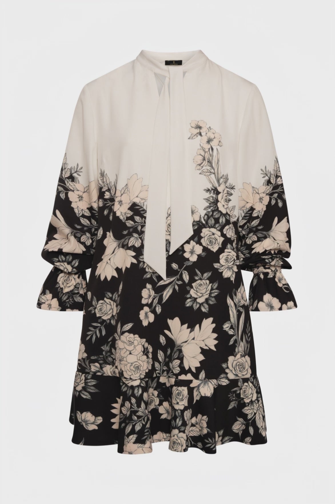Mini A-shape dress with flowery pattern