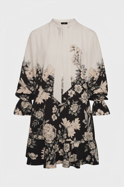 Mini A-shape dress with flowery pattern