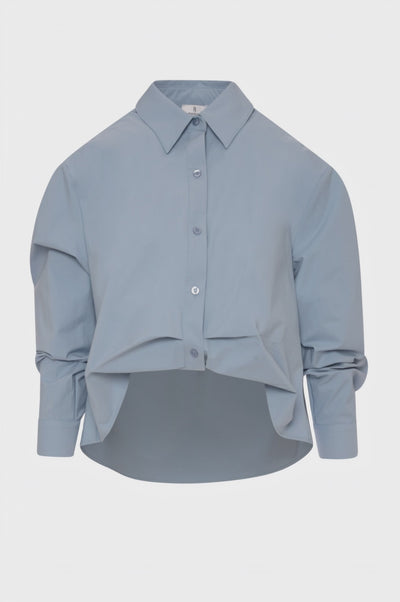 Shirt cropped with classic cut neck