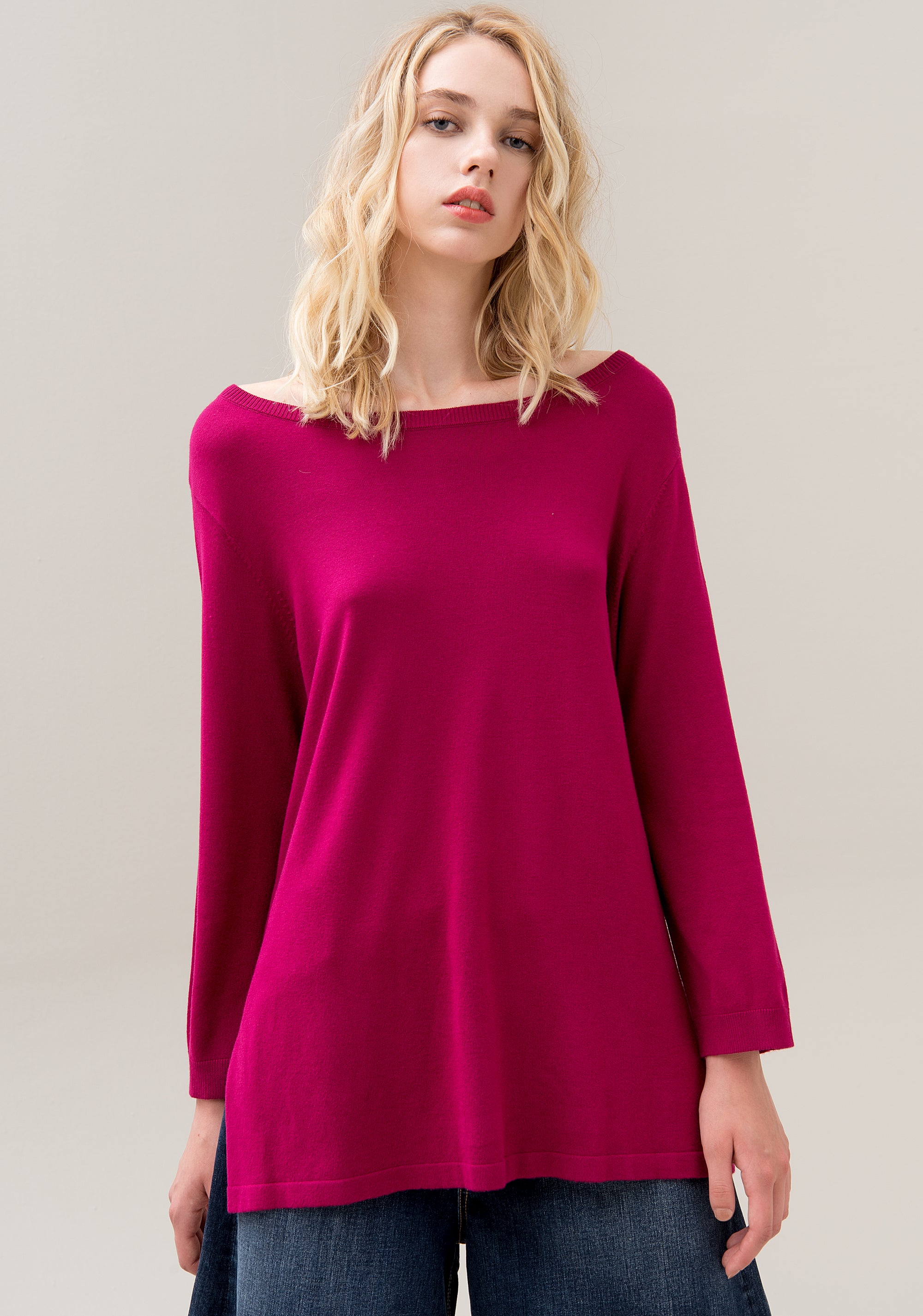 Knitwear wide fit with boat neckline Fracomina F120W03016K01001-101_01