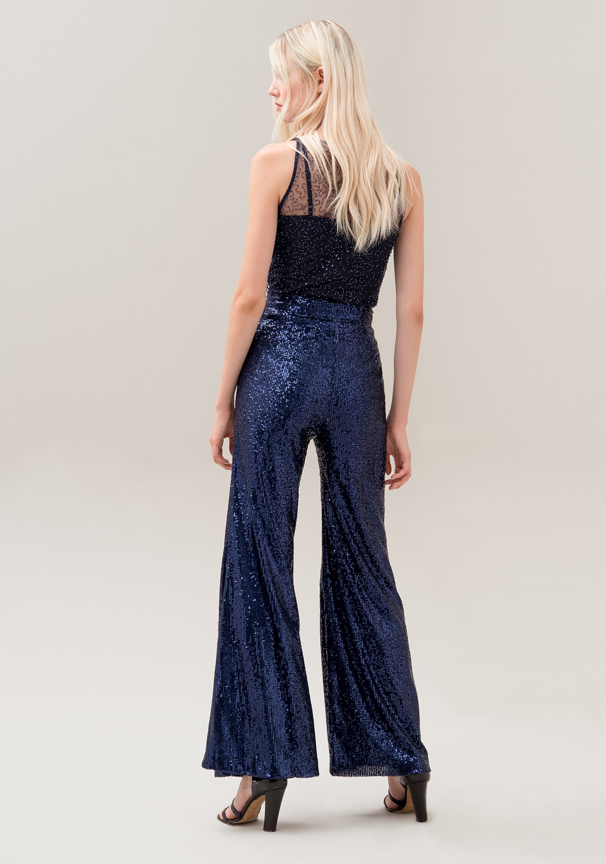 Flare pant made with shiny sequins Fracomina F120W10018W01201-166_04