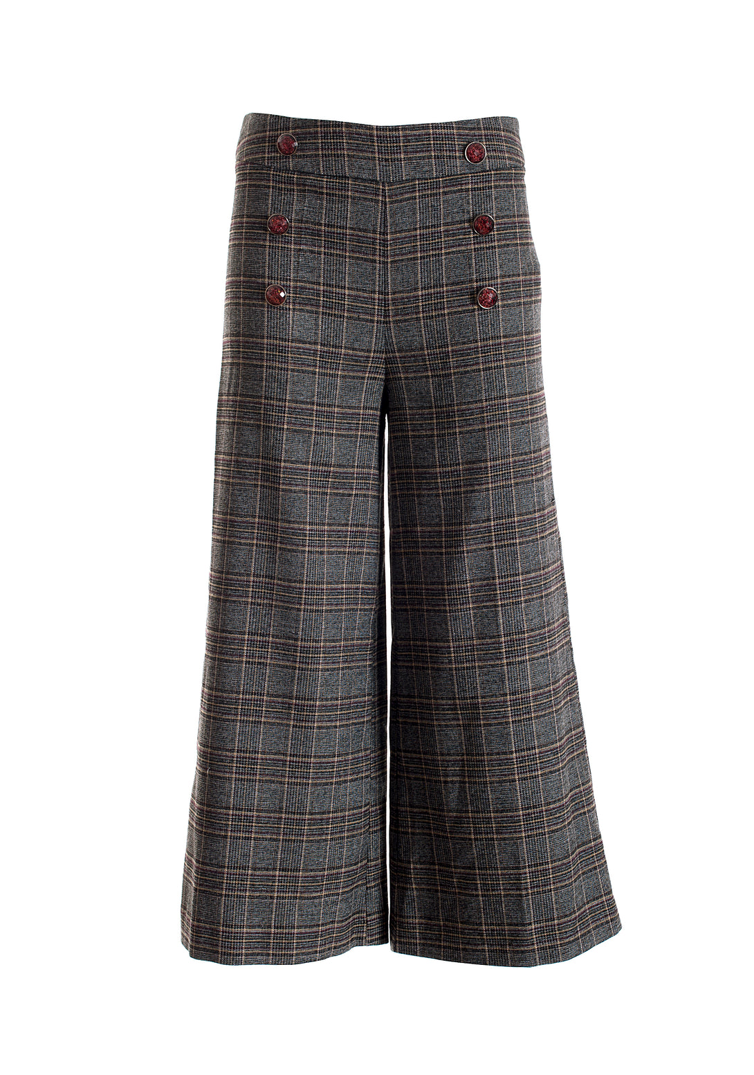 Pants culotte regular fit made in Prince of Wales fabric