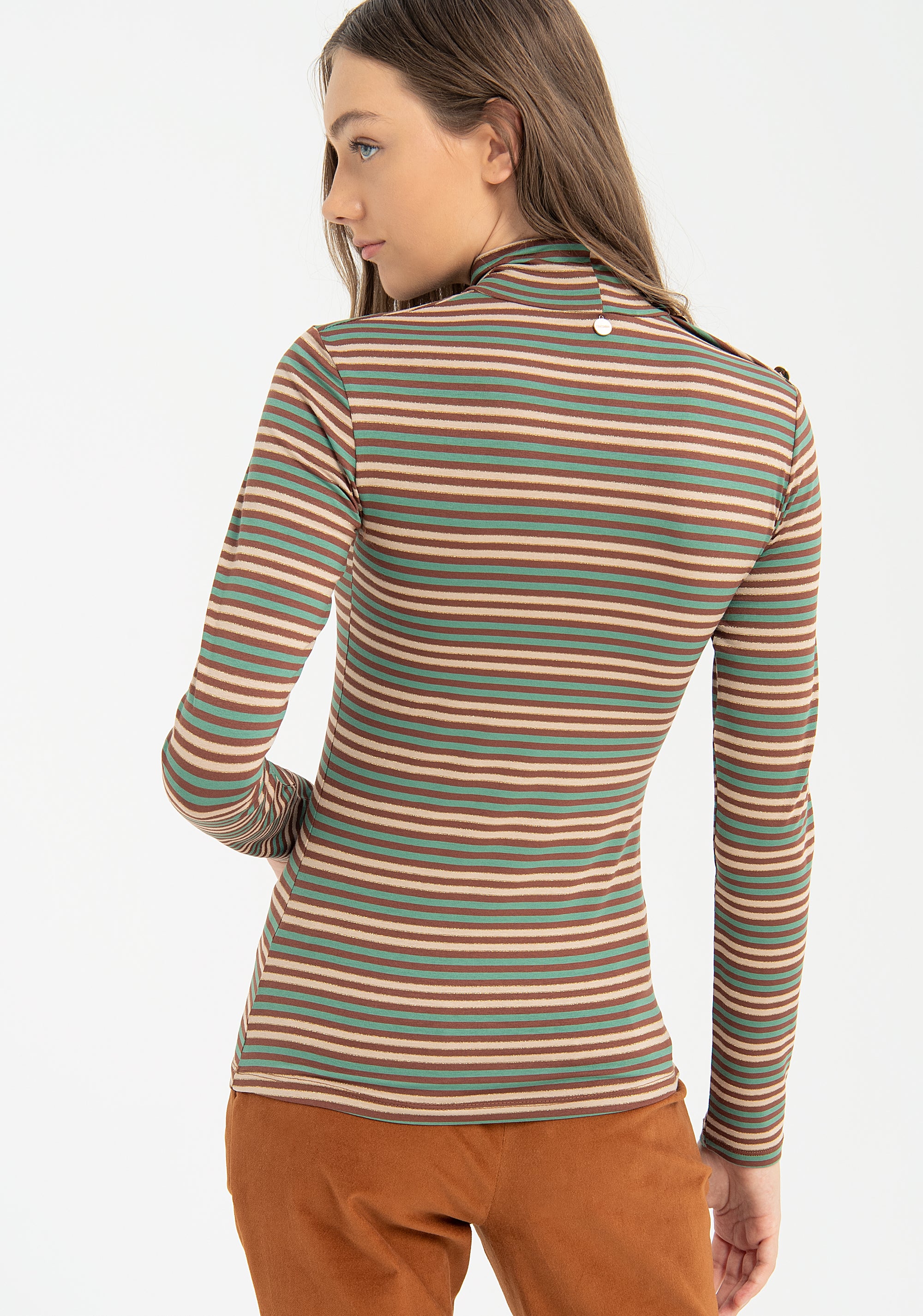 Knitwear top regular fit with high neck and multicolor stripes Fracomina F220WT1027W17501-I02-03