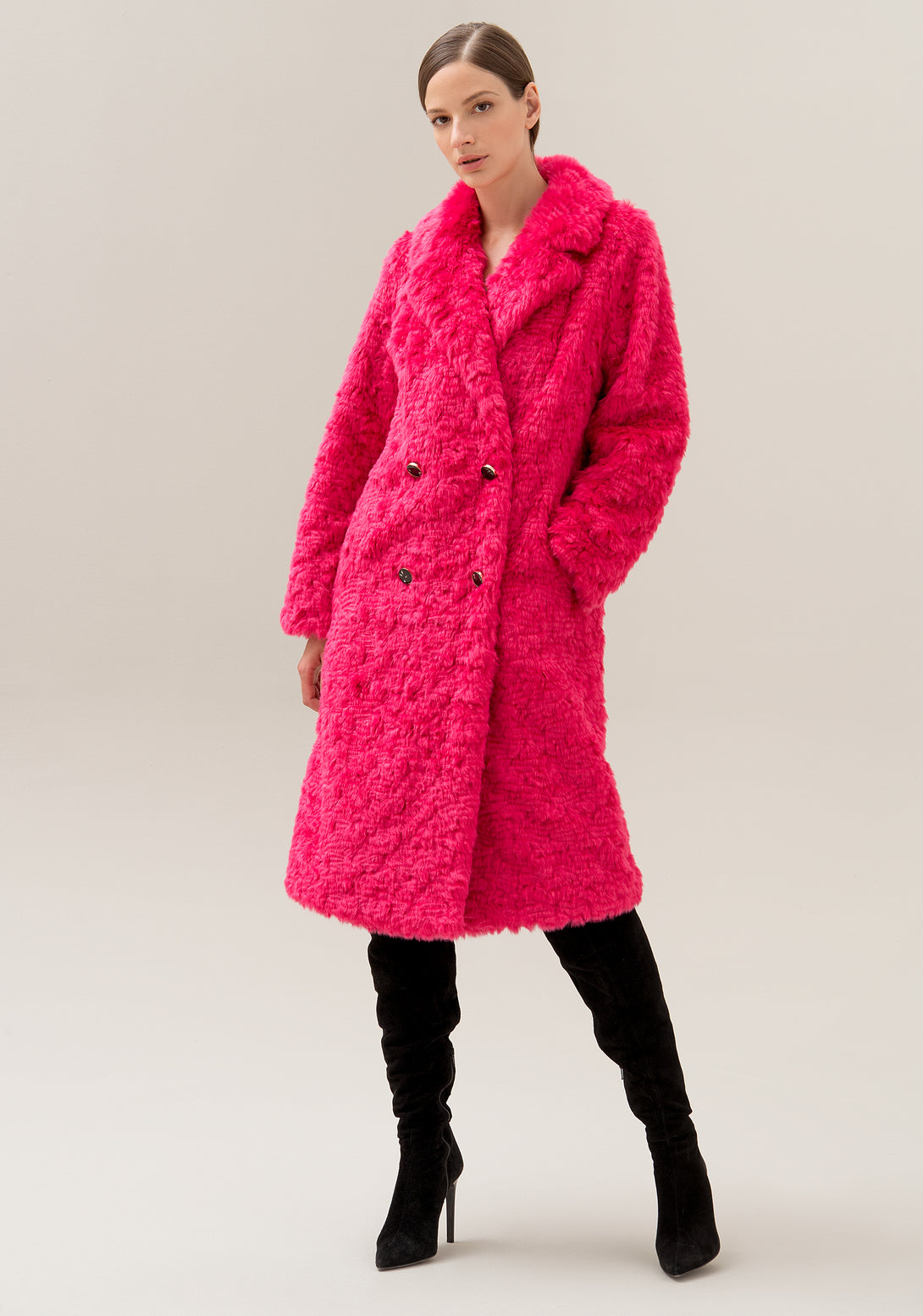 Coat over fit made in boucle effect fabric Fracomina F320WC1013W13701-148-01