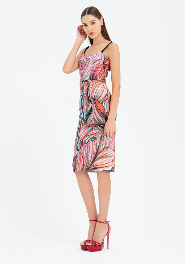 Petticoat dress slim fit with flowery print Fracomina F321SD2005W406N4-453_01