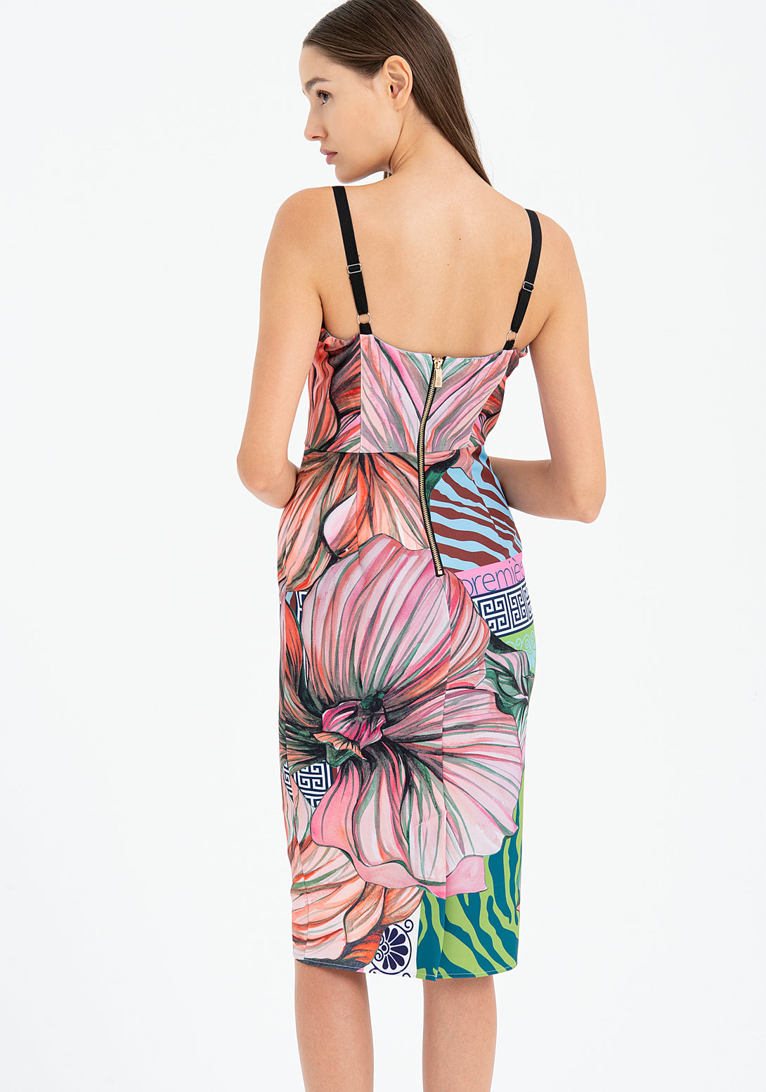 Petticoat dress slim fit with flowery print