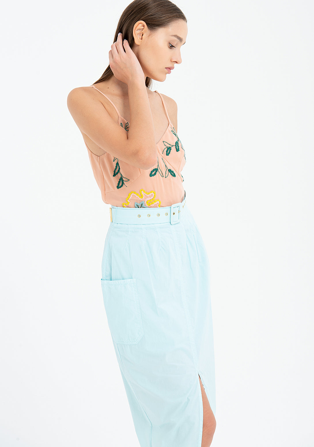 Sheath skirt slim fit made in popeline fabric