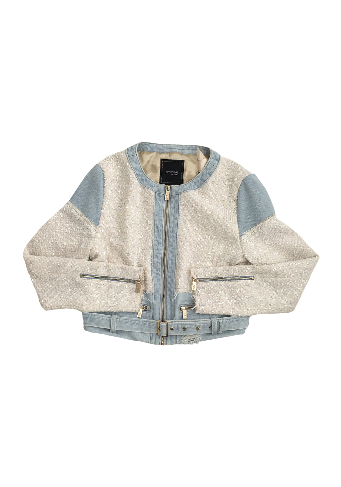 Bolero jacket regular fit made in light color denim and tweed Fracomina F321SJ1002D40193-378