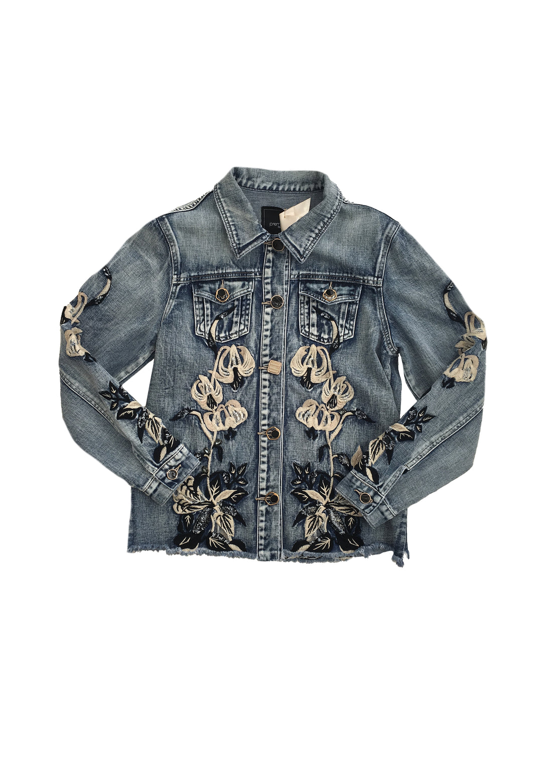 Jacket regular fit made in denim with 3D flowery embroideries Fracomina F321SJ2001D40093-365