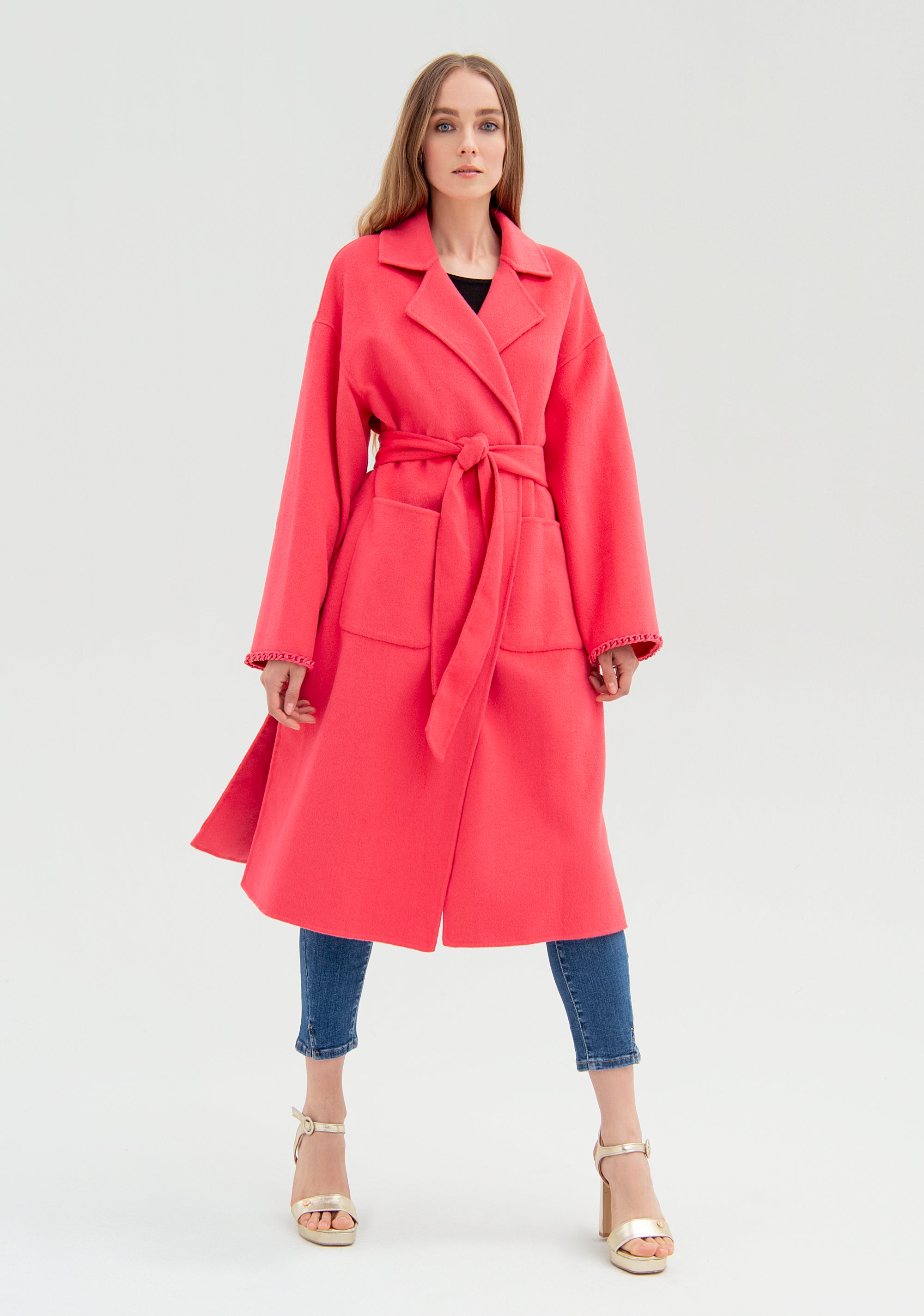 Coat regular size, long, in mixed wool fabric Fracomina F321WC1001W48501-L01_4ad1af6d-818a-4b32-af2c-0b423797dab4