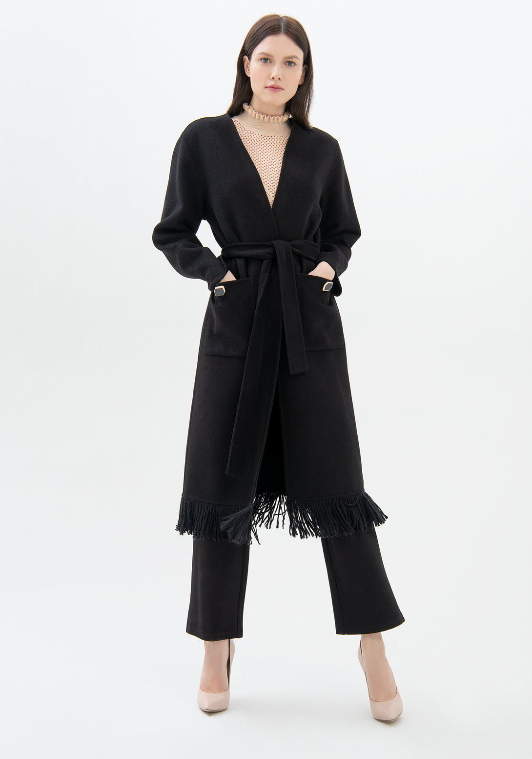 Coat regular size, long, in mixed wool fabric Fracomina F321WC1004W48501-053
