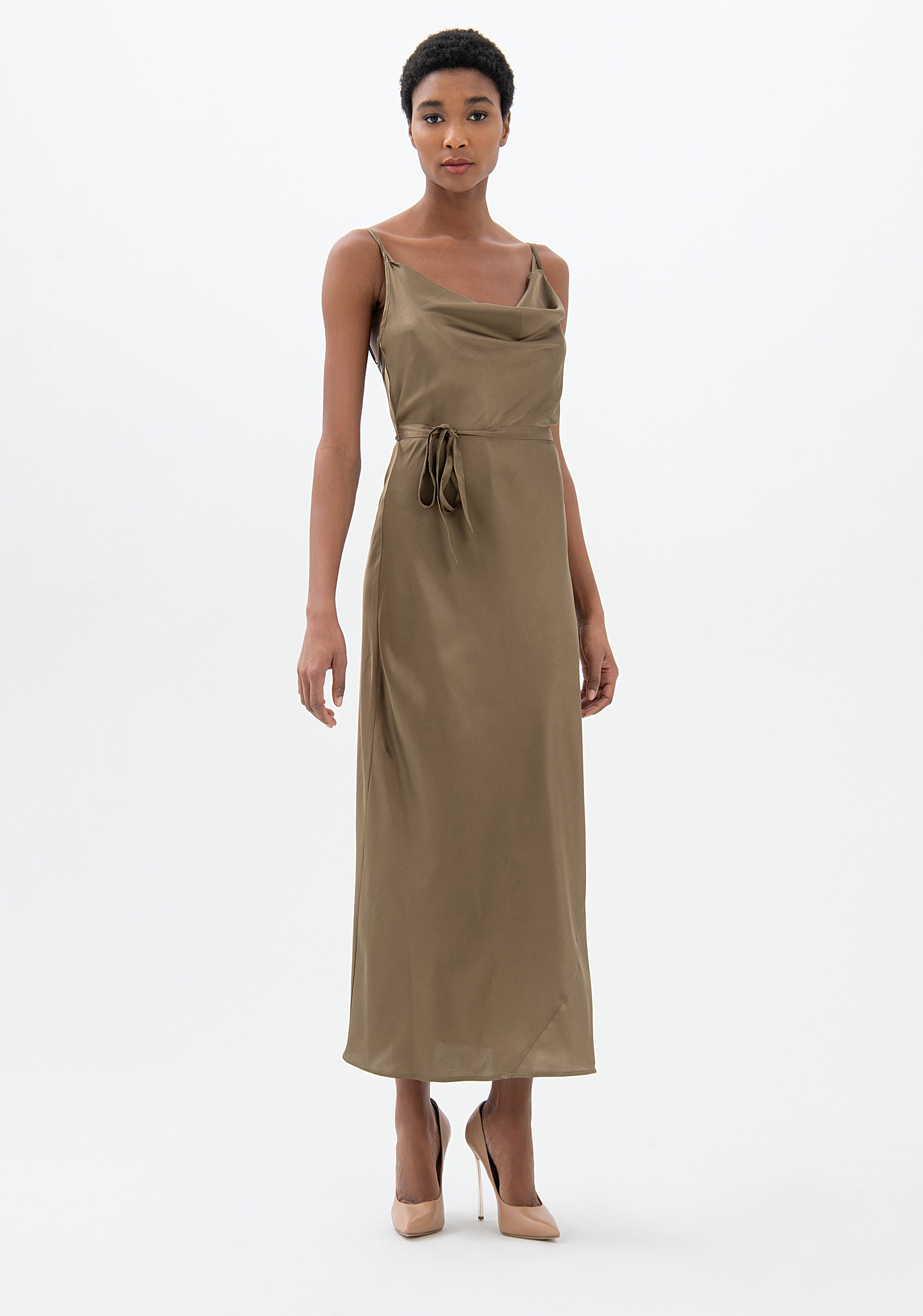 Long dress with no sleeves made in satin Fracomina F321WD2001W47001-206_01