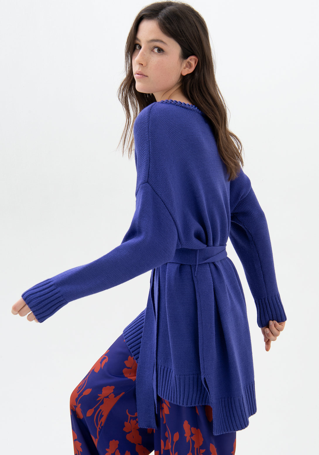 Dress regular fit, middle length, made in mixed wool