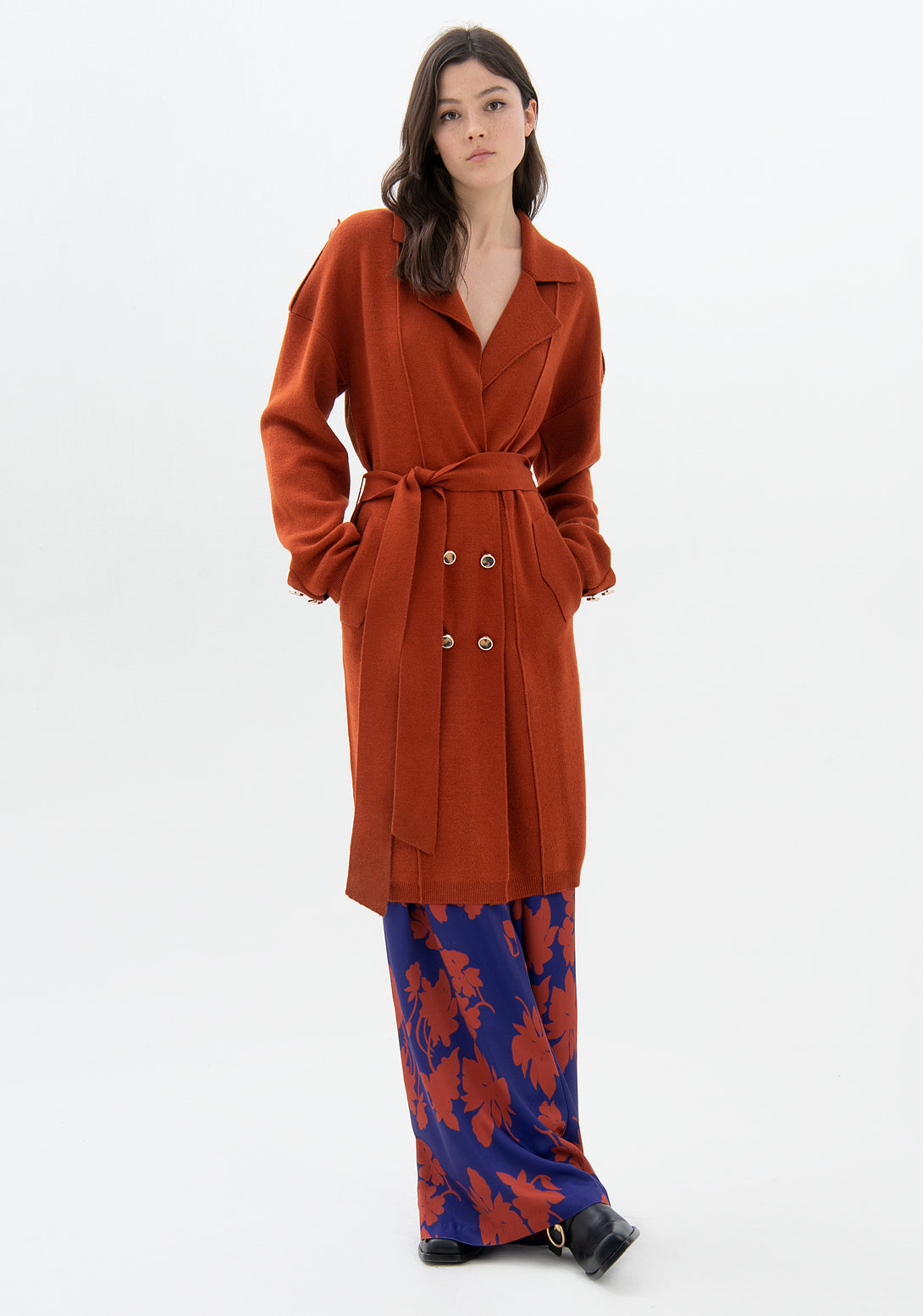 Cardigan knitted coat regular fit double breasted