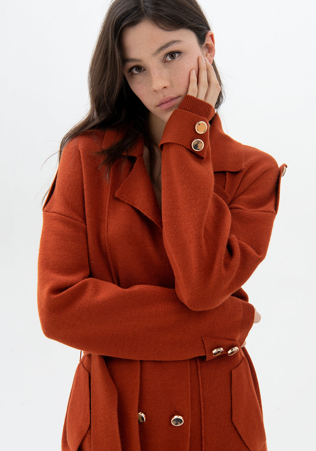 Cardigan knitted coat regular fit double breasted