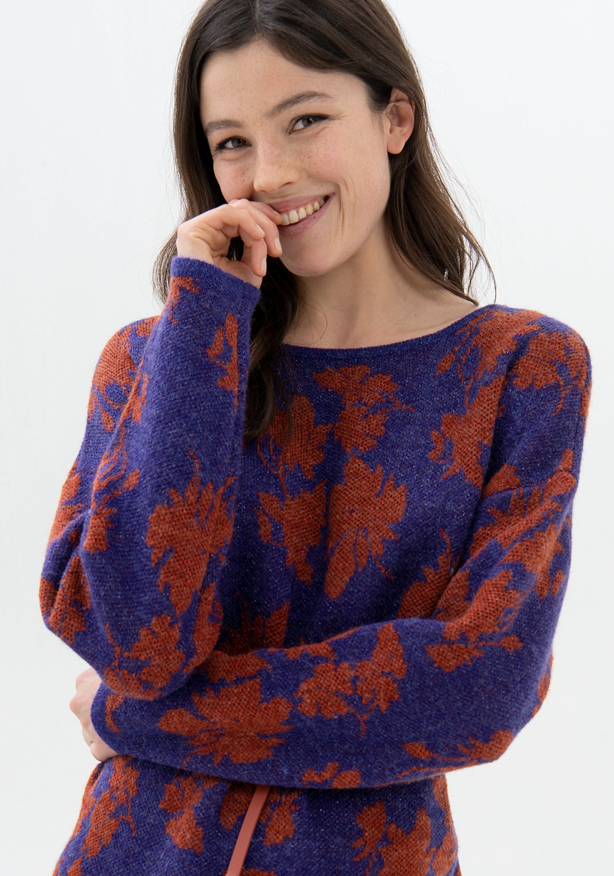 Knitwear wide fit with flowery jacquard effect Fracomina F321WT7001K460F8-335_02