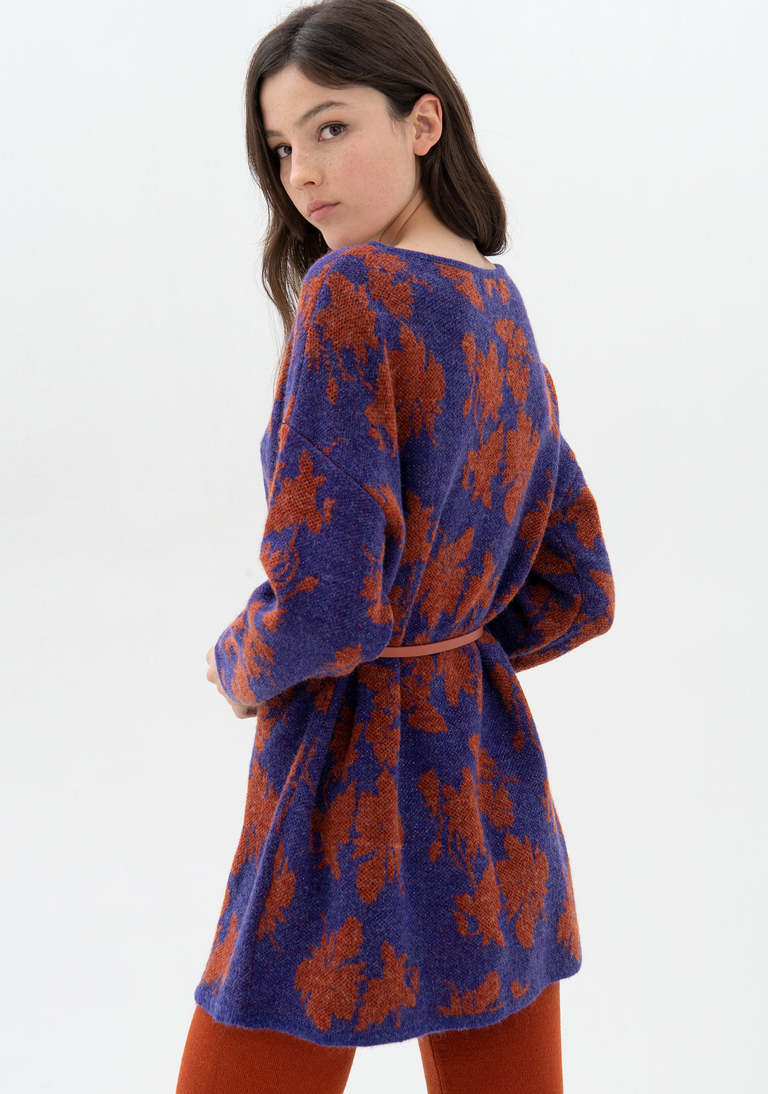 Knitwear wide fit with flowery jacquard effect
