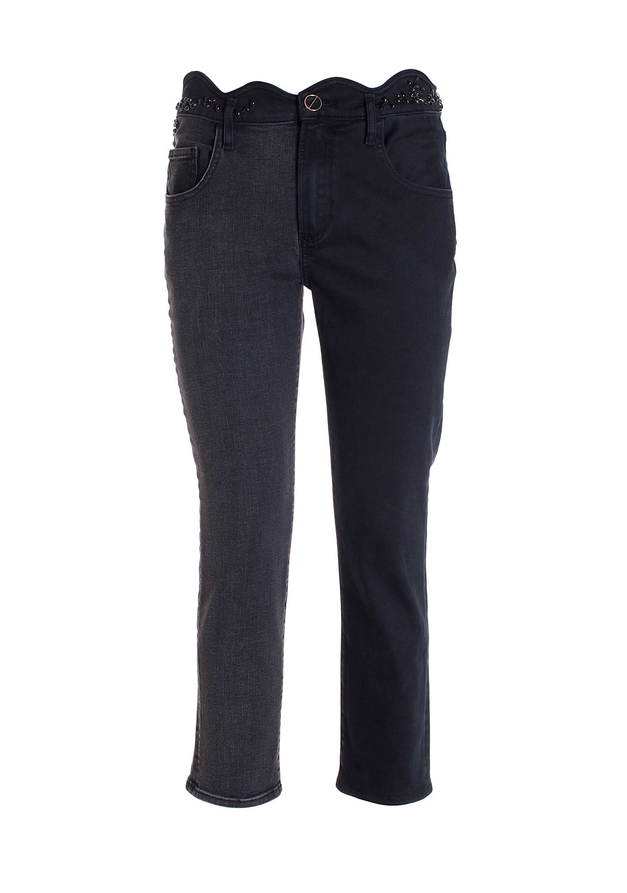 Jeans straight line made in black denim with dark wash Fracomina F321WV2001D40401-053_06