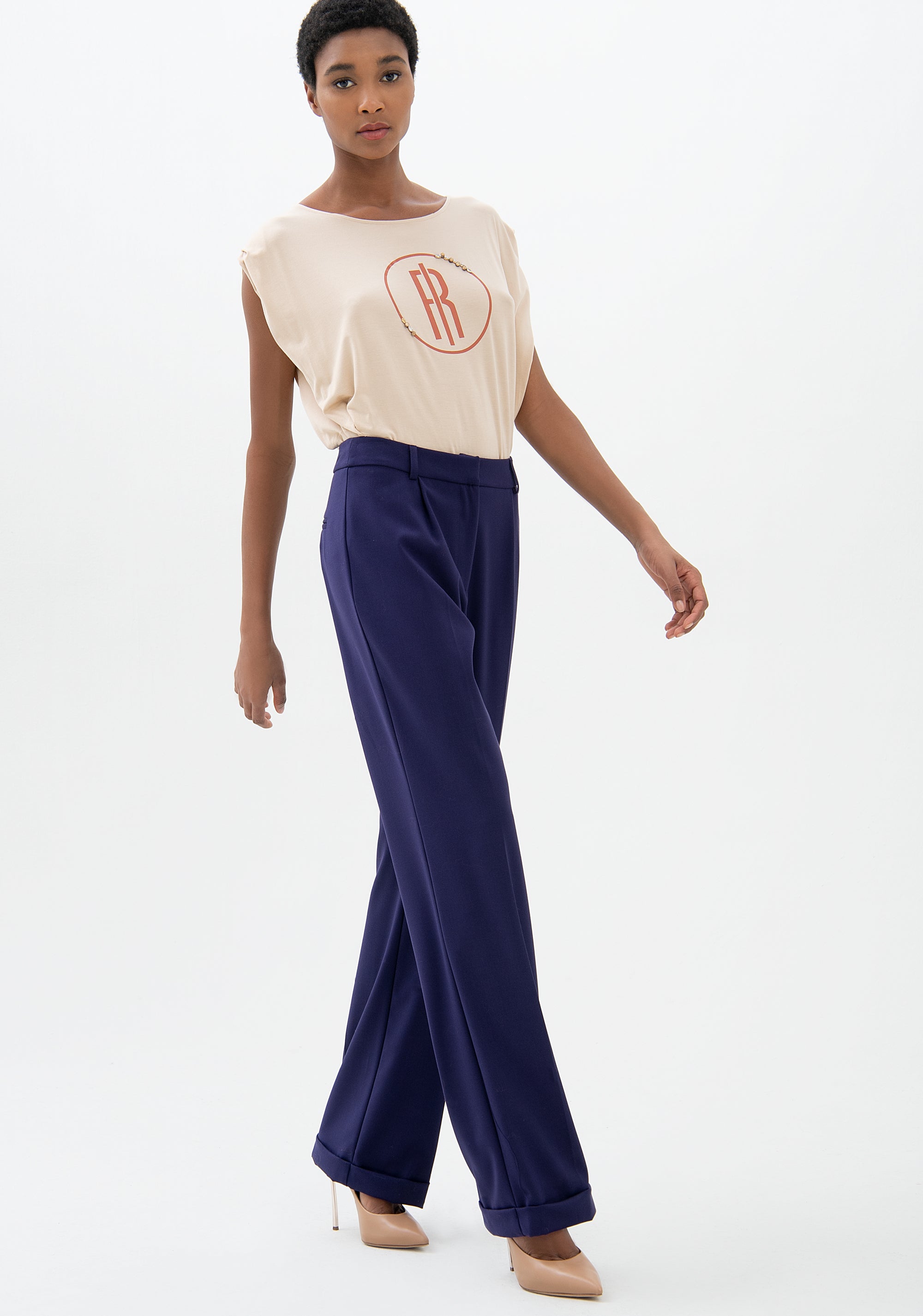 Palazzo pant wide fit made in technical fabric Fracomina F321WV3002W50001-335_03