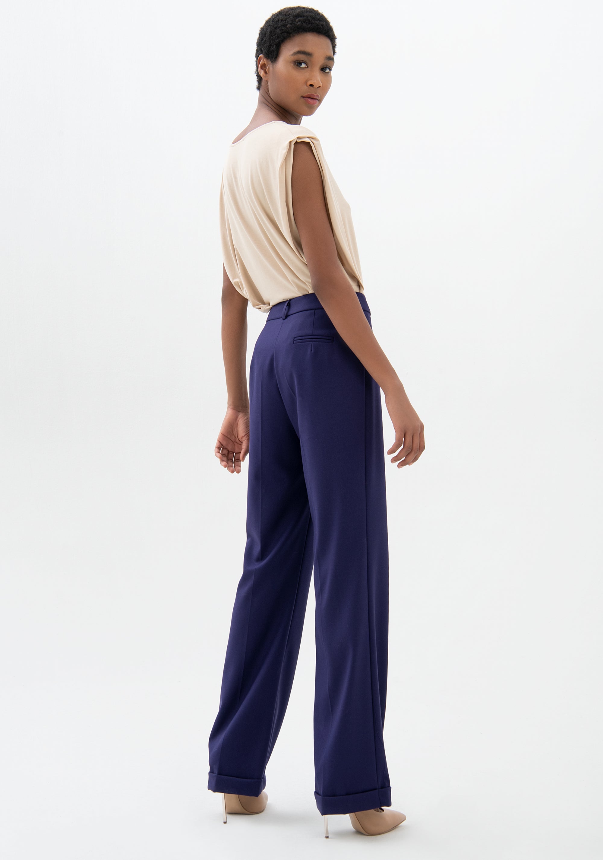 Palazzo pant wide fit made in technical fabric Fracomina F321WV3002W50001-335_04