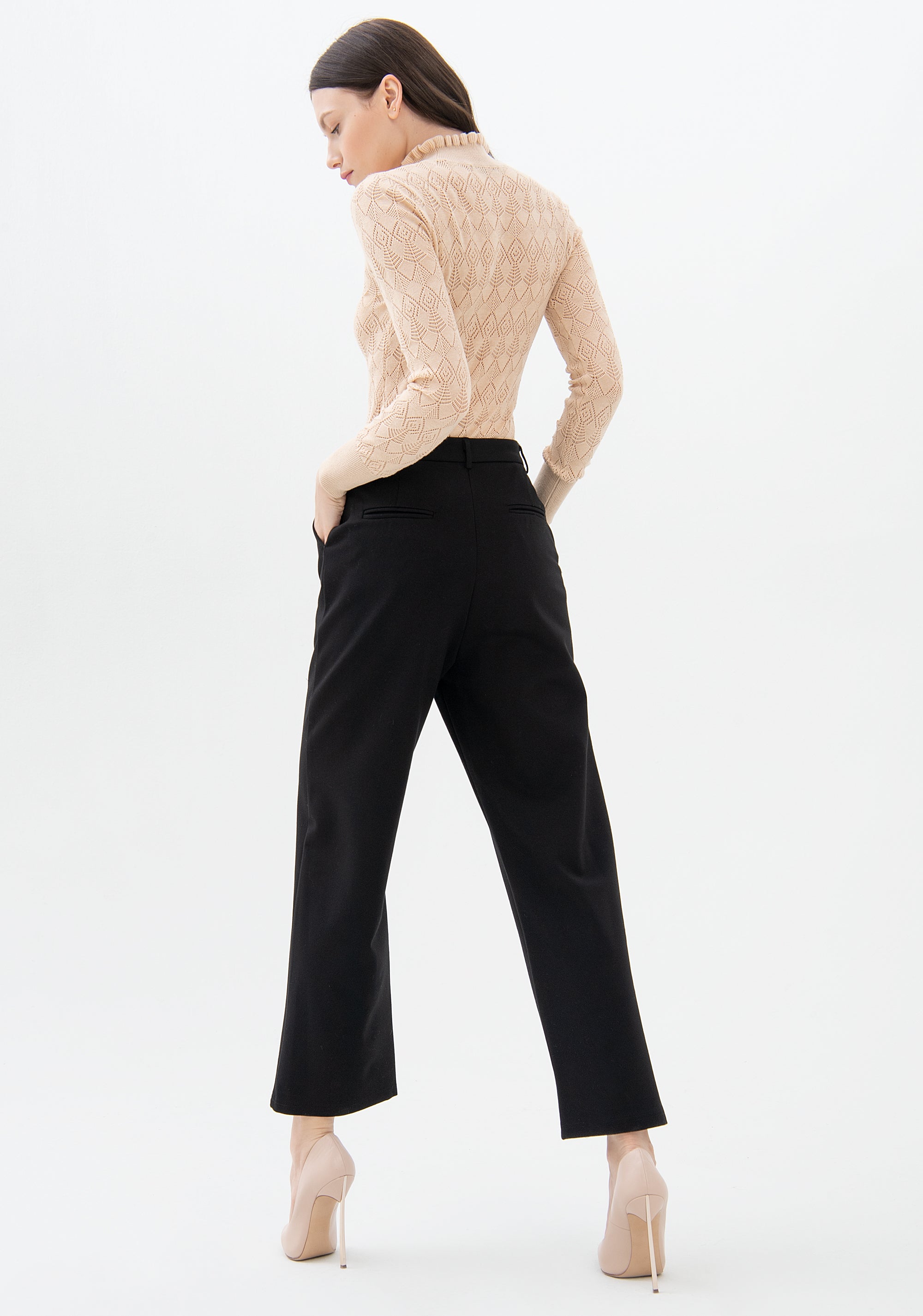 Pant straight line, cropped, made in technical fabric Fracomina F321WV4003W40201-053_4