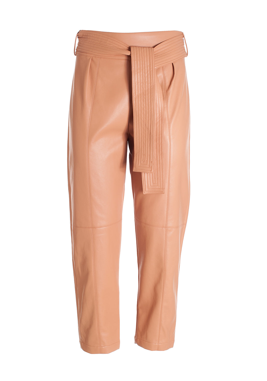 Pant straight line, cropped, made in eco leather