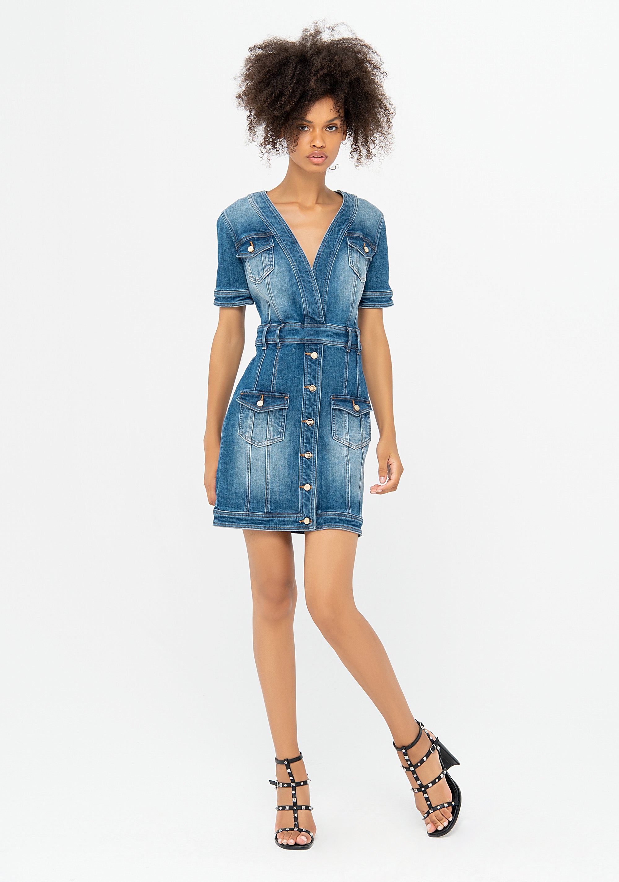 Mini dress slim fit made in denim with middle wash Fracomina F322SD1001D40193-365