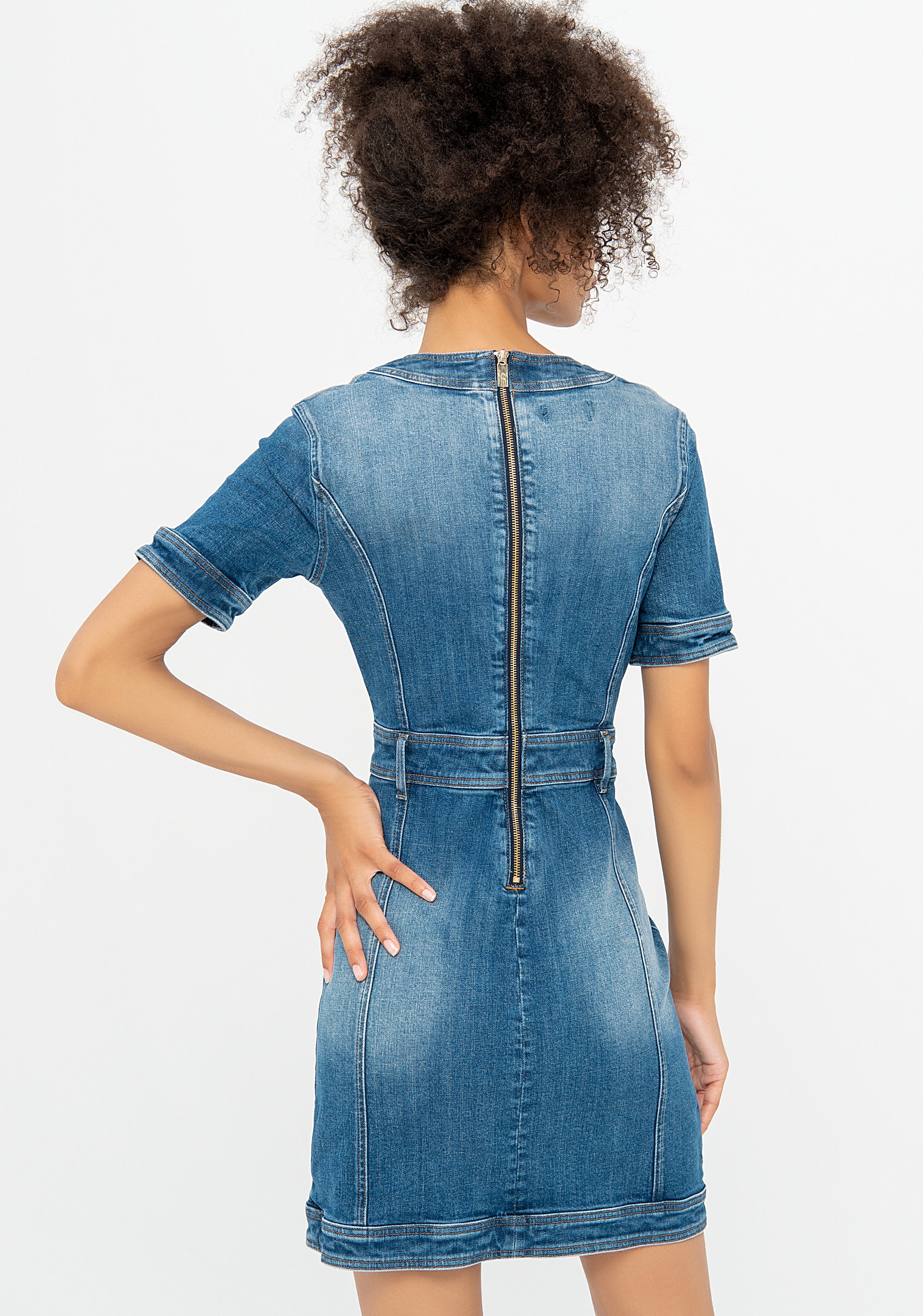 Mini dress slim fit made in denim with middle wash Fracomina F322SD1001D40193-365_3