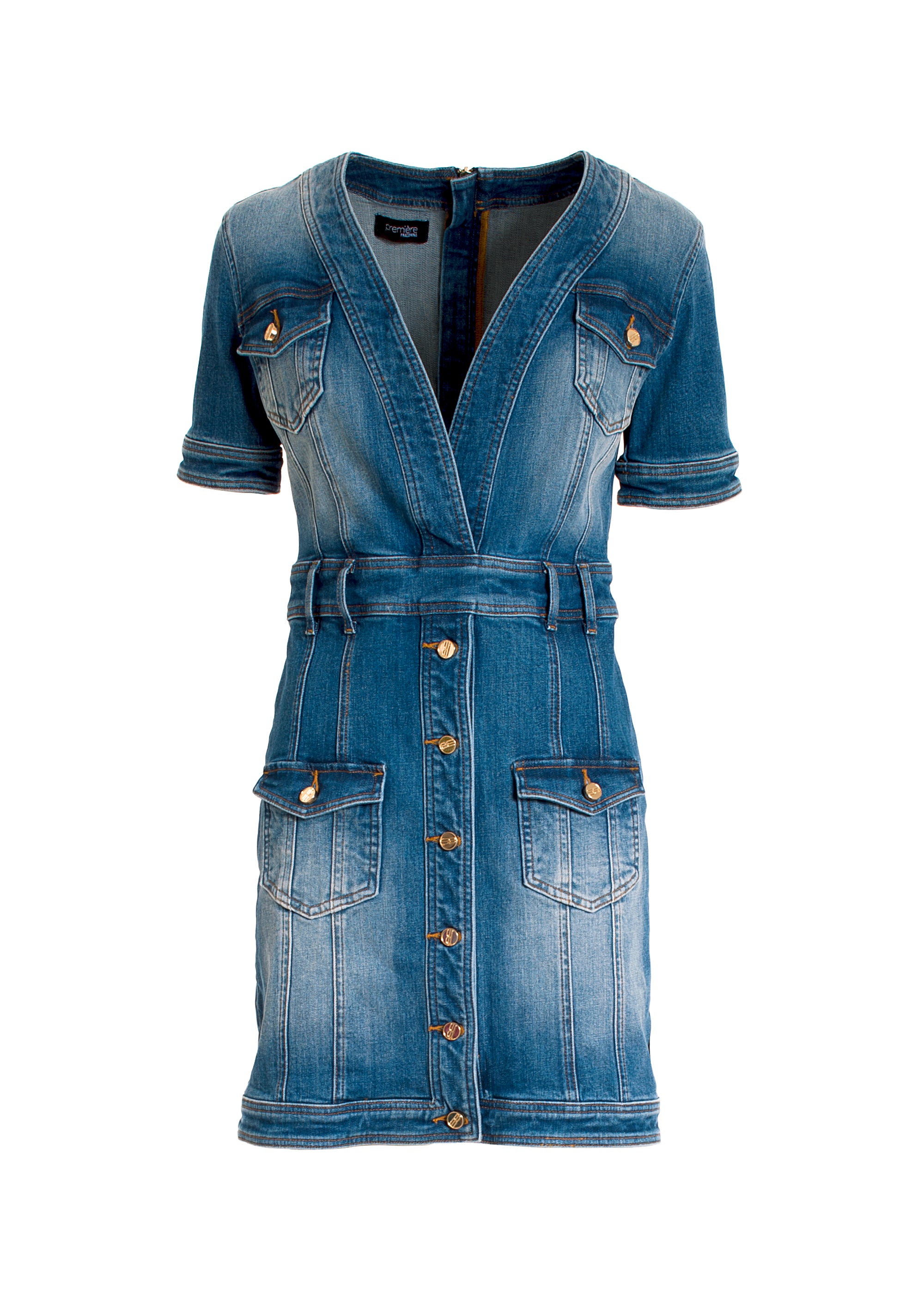 Mini dress slim fit made in denim with middle wash Fracomina F322SD1001D40193-365_6