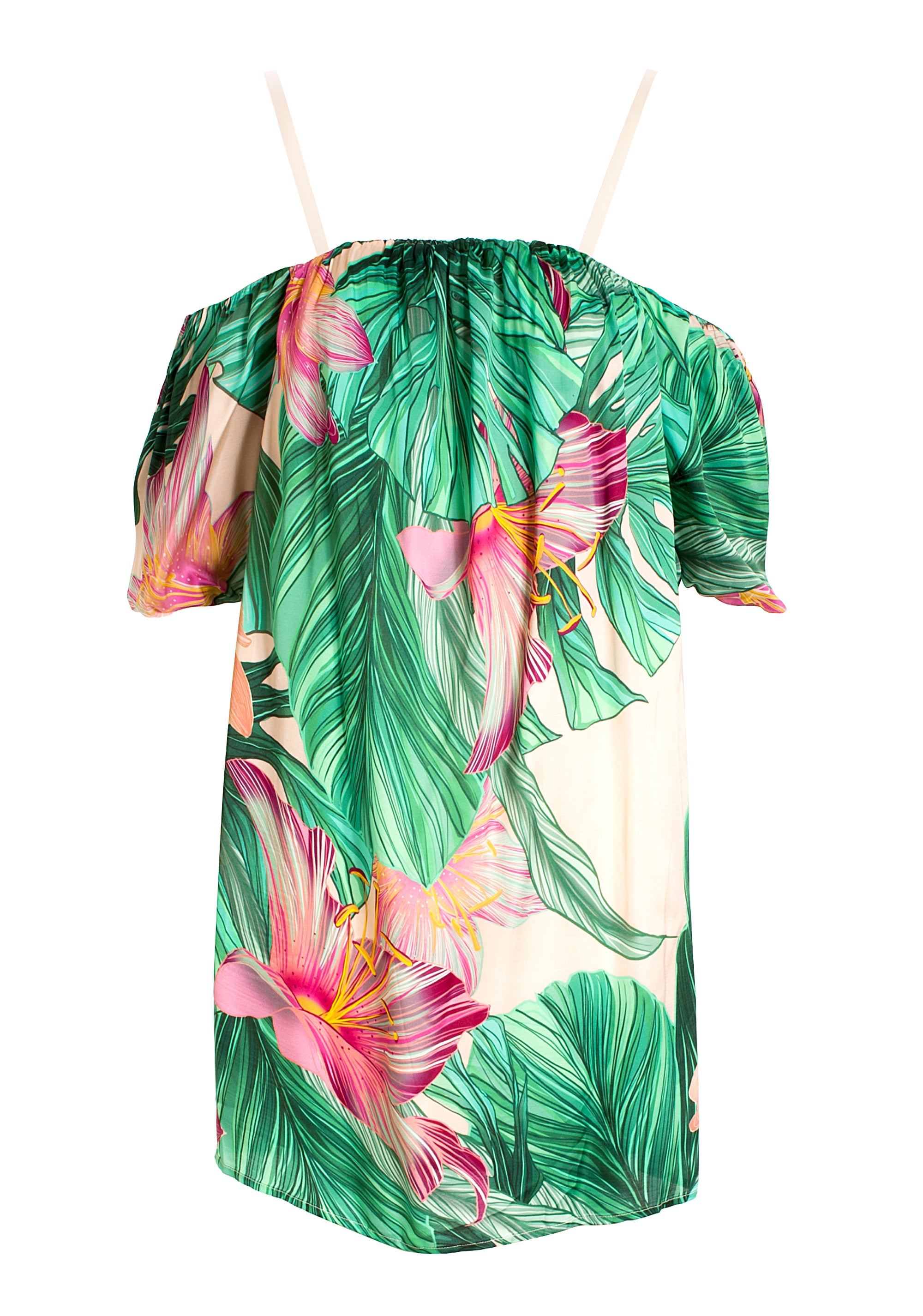 Mini dress A-shape with tropical pattern Fracomina F322SD1017W451N4