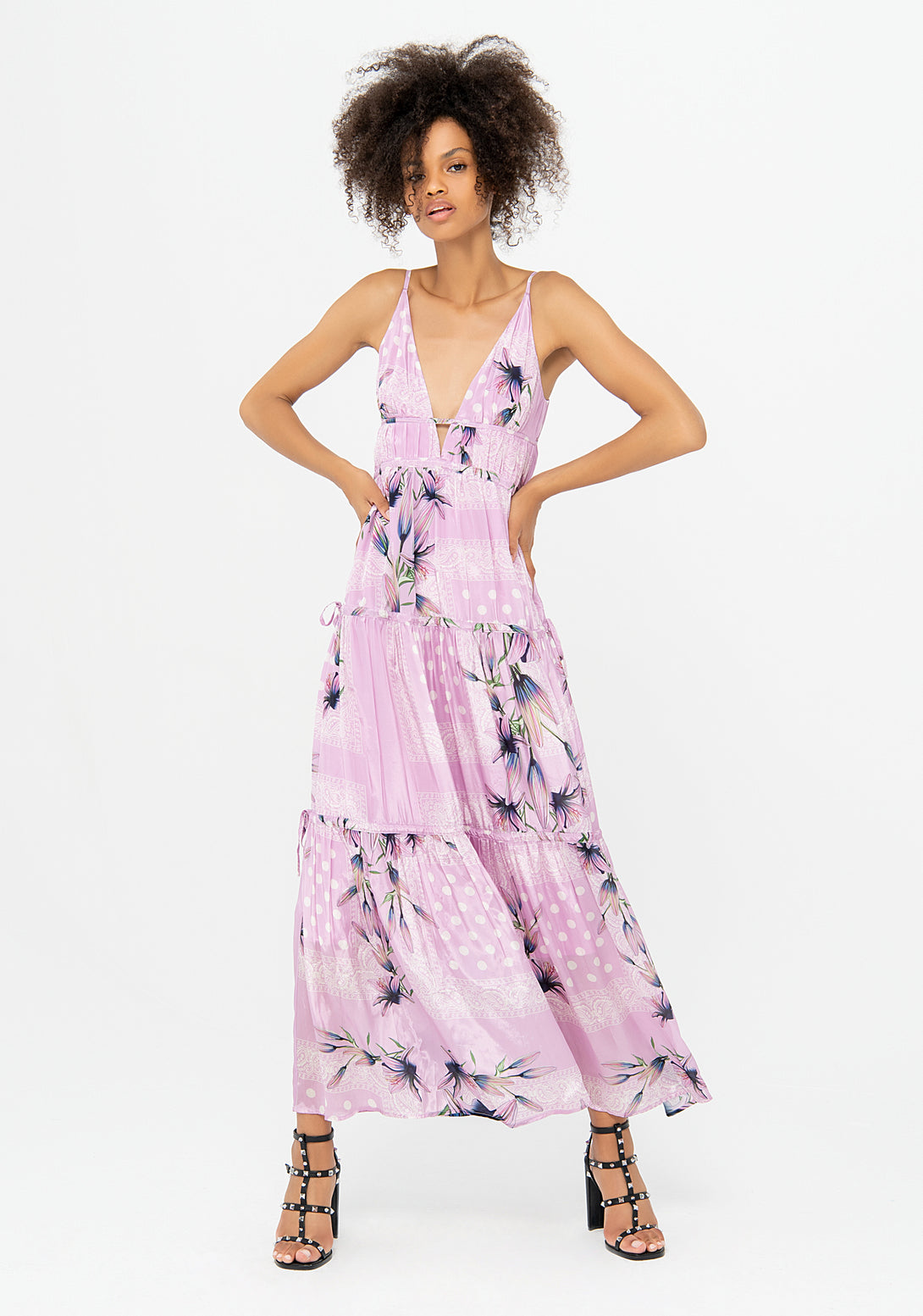 Long dress with multicolor pattern and no sleeves Fracomina F322SD3033W41801-101