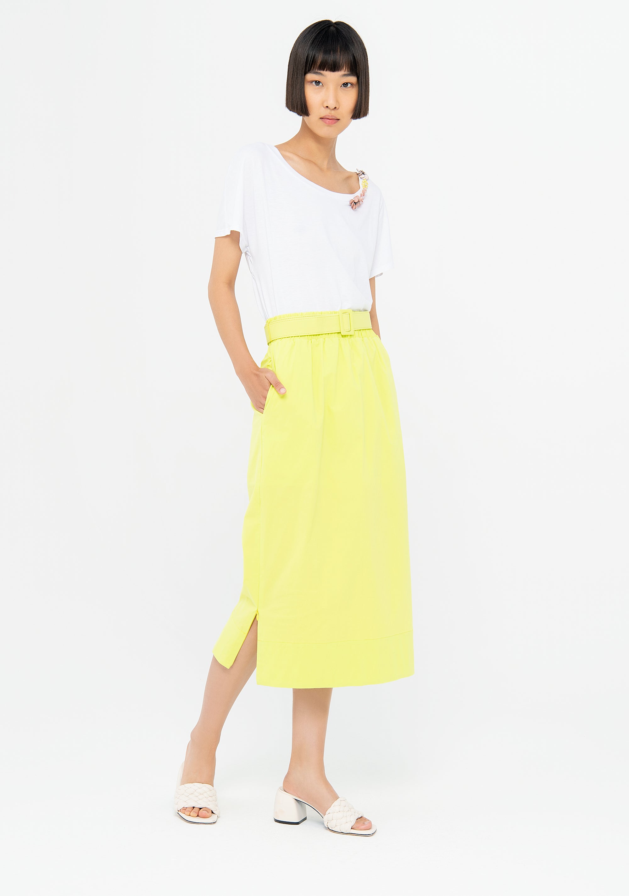 Sheath skirt straight fit, middle length, made in cotton Fracomina F322SG2004W53301-P07