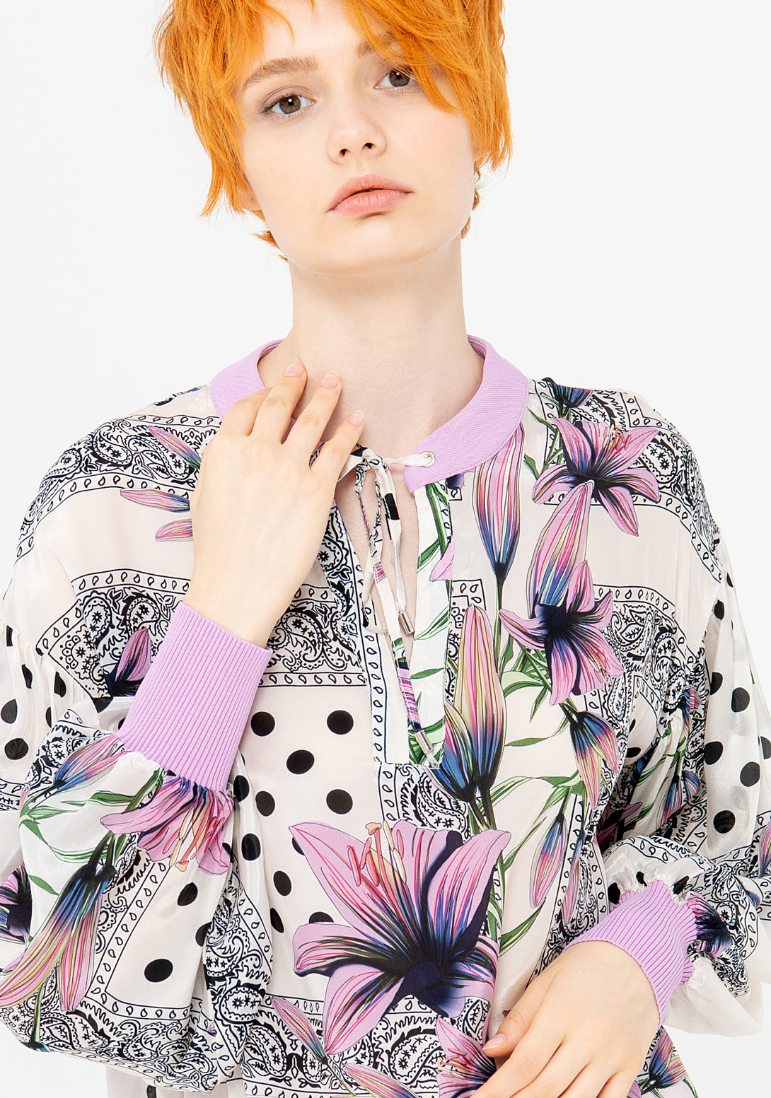 Blouse wide fit with multicolor pattern
