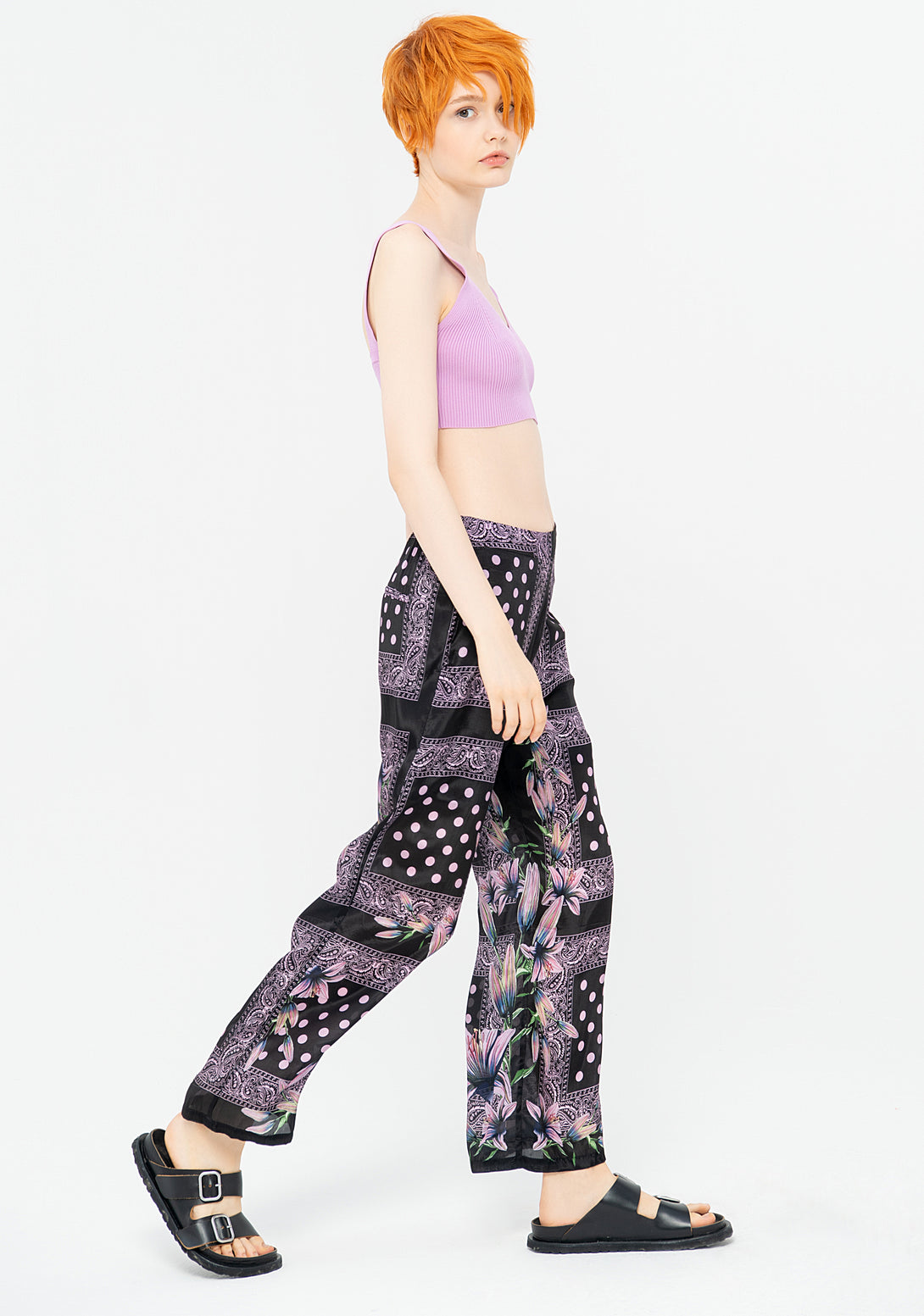 Pant wide fit with multicolor pattern