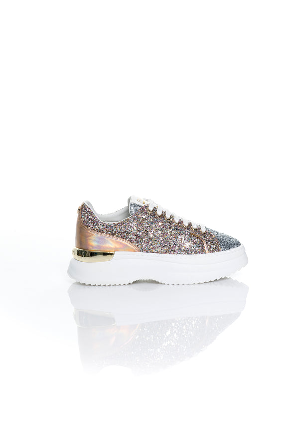Sneakers with shoe lace and multicolor glitter Fracomina F721SS6009P415M8-I46