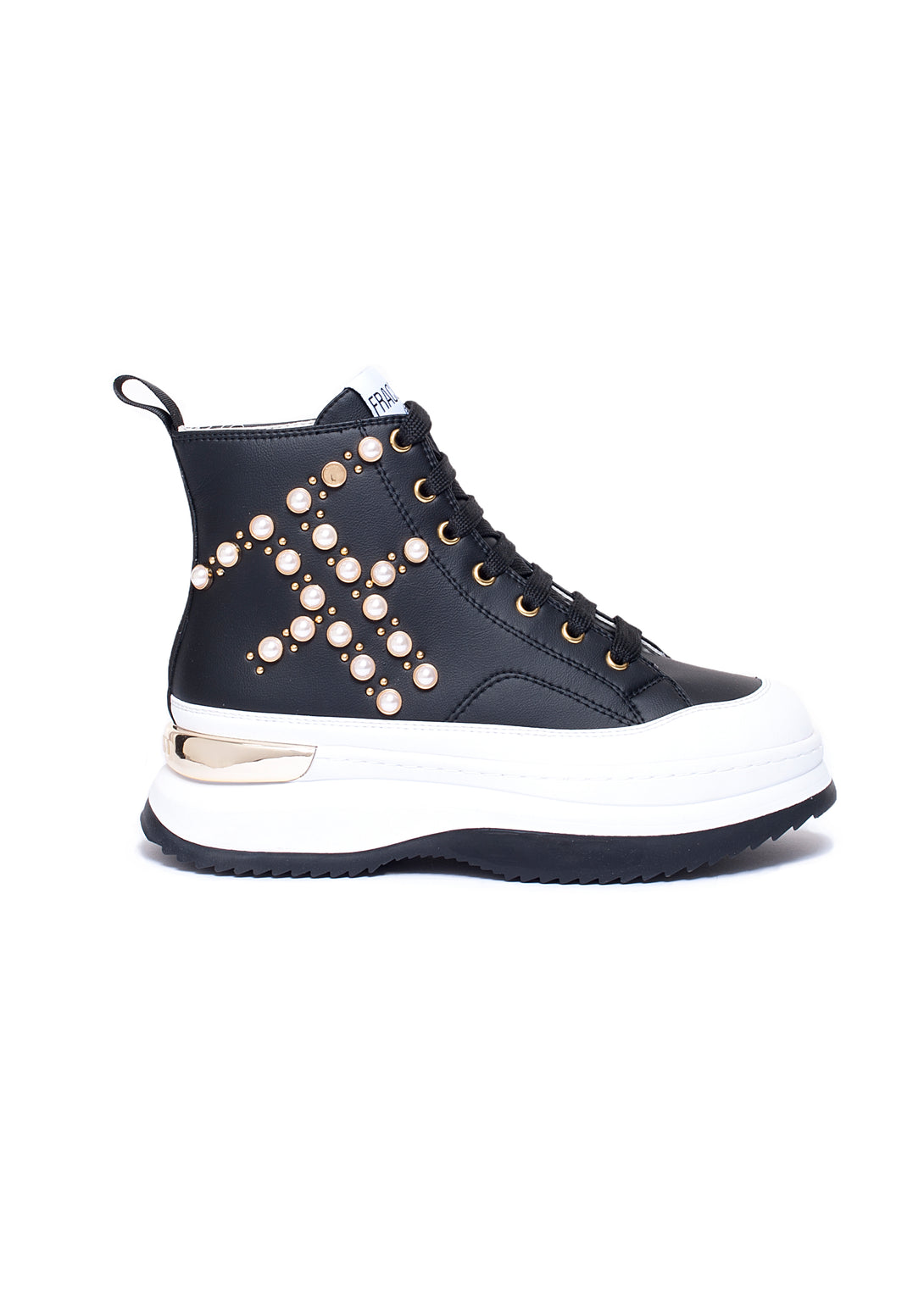 Sneakers made in eco leather with pearls Fracomina F721WS6001P41101-053
