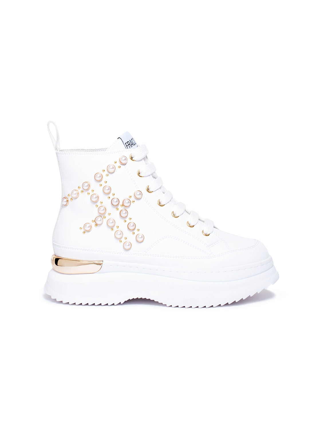 Sneakers made in eco leather with pearls Fracomina F721WS6001P41101-278