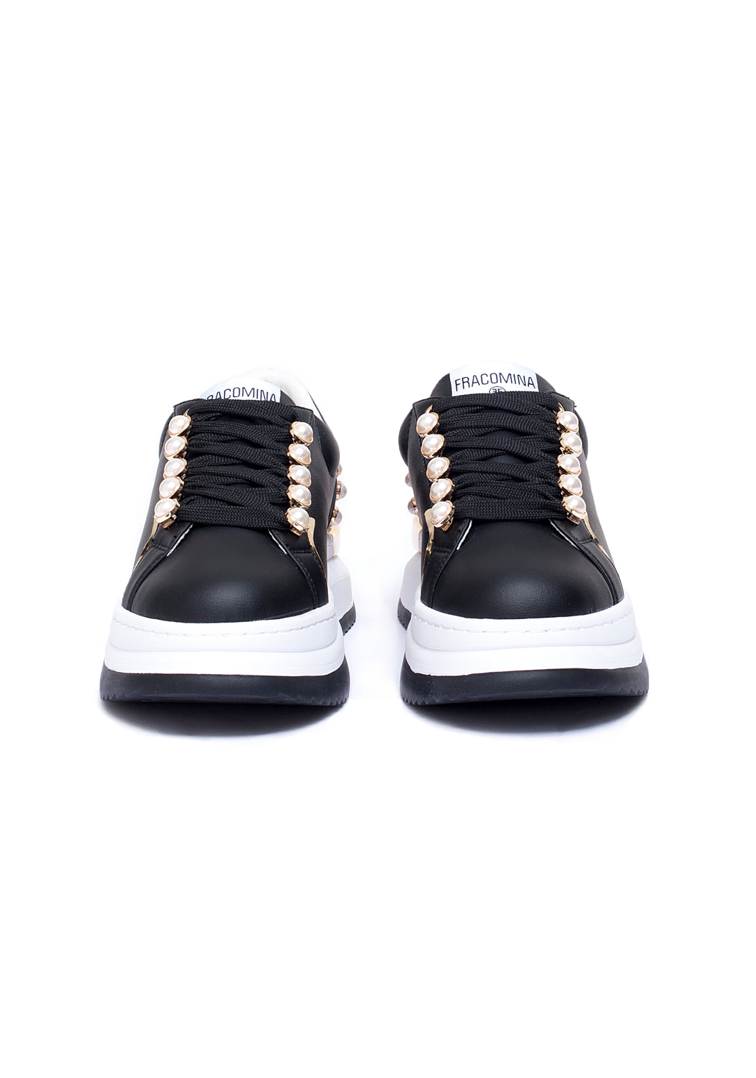 Sneakers made in eco leather with pearls