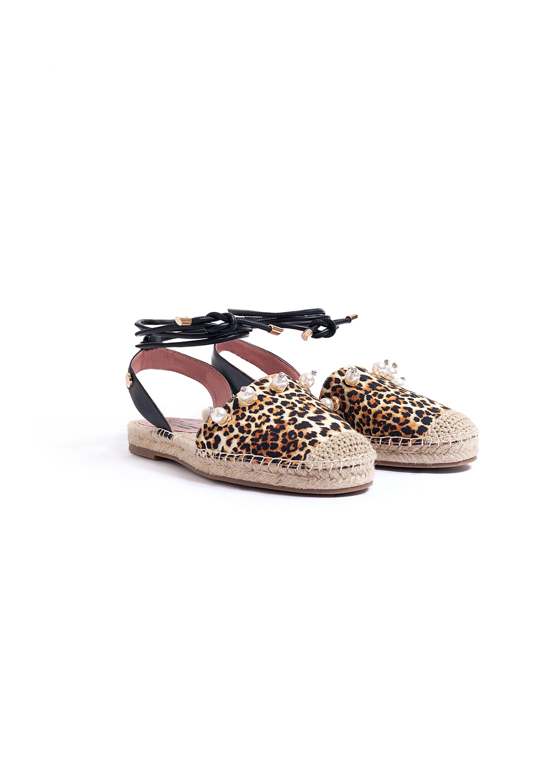 Leopard print espadrilles with applications