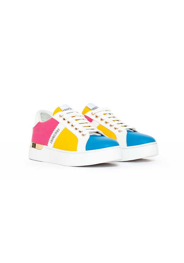 Chunky sneakers with strings made in multi color eco leather Fracomina F722WS6004P41101-A81_2