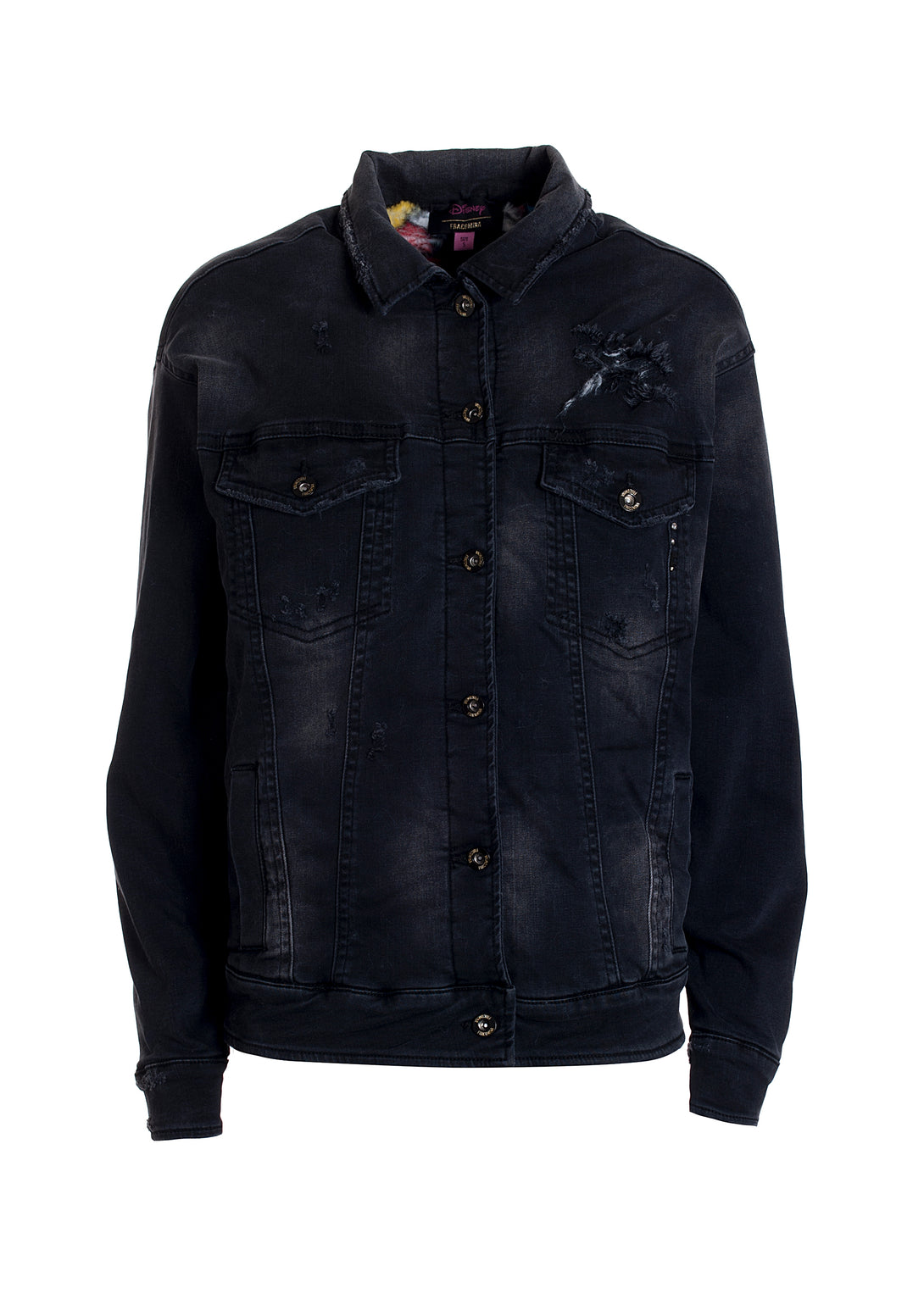 Jacket over fit made in black denim with dark wash