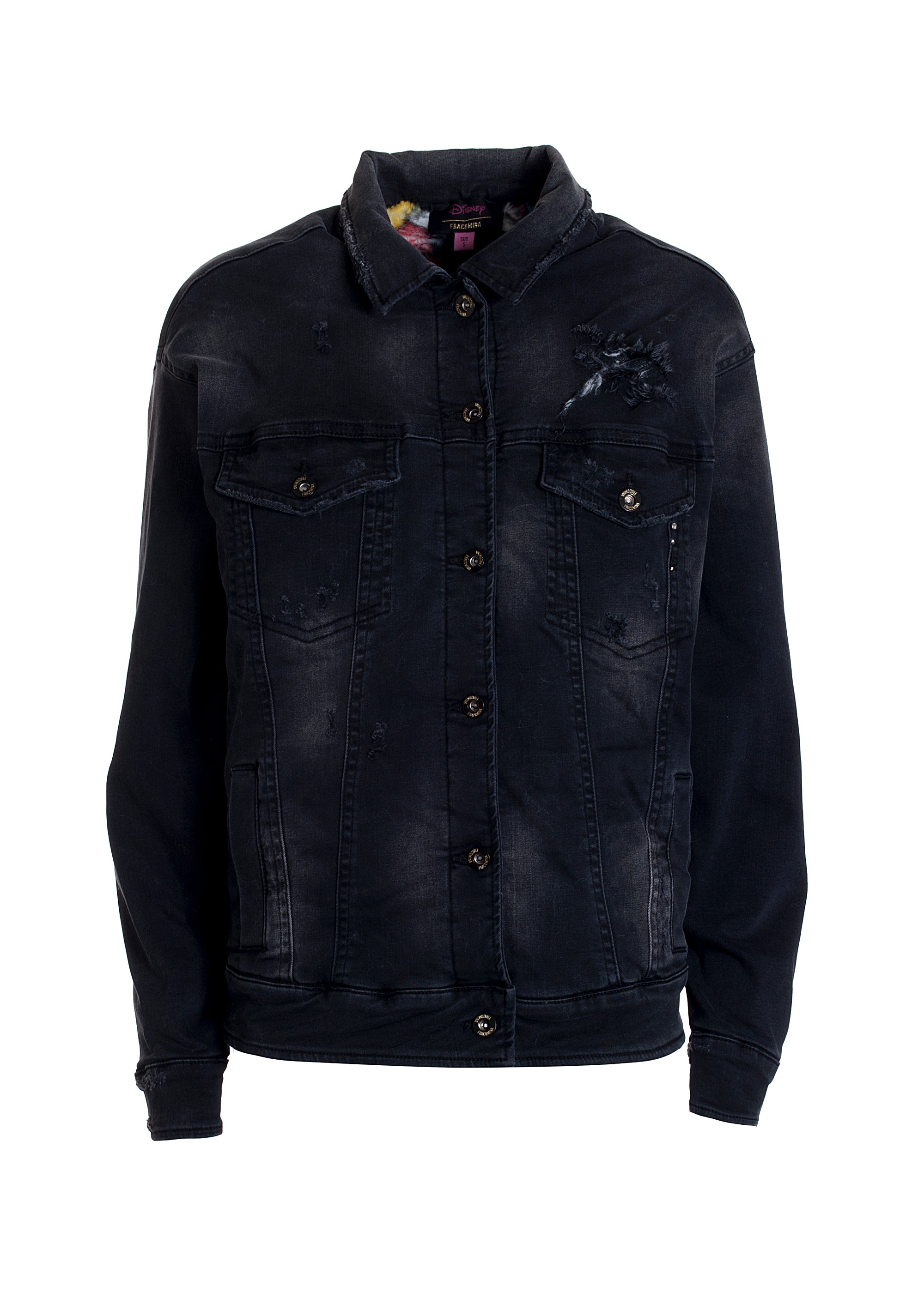 Jacket over fit made in black denim with dark wash Fracomina FD21WJ4001D44904-A96_06