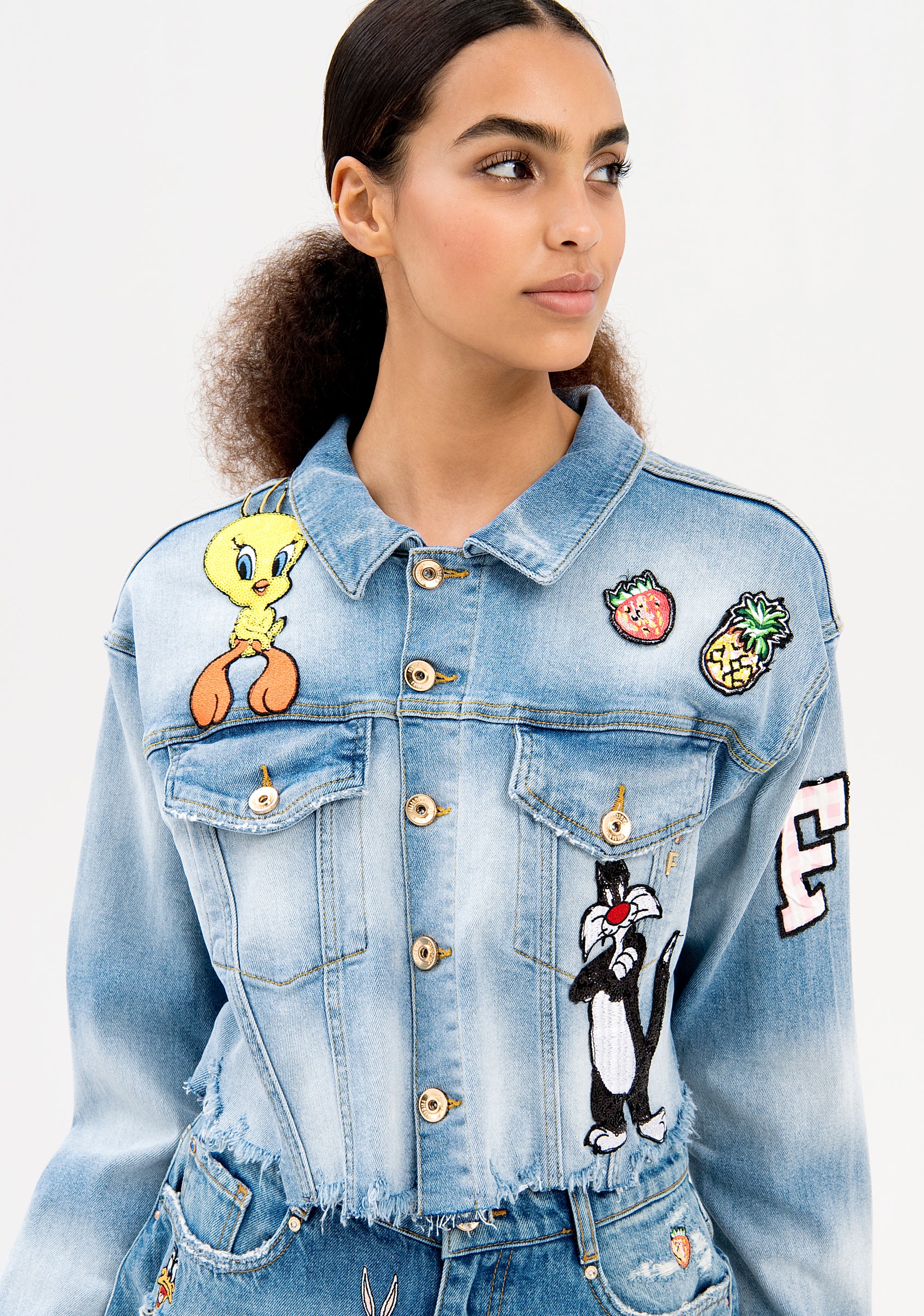 Short denim jacket Looney Tunes Fracomina FD22SJ4011D45003-L15