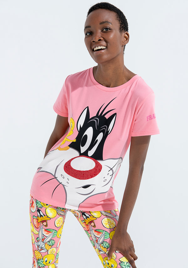 T-shirt over fit made in jersey with Looney Tunes print Fracomina FD22ST3004J40109-608