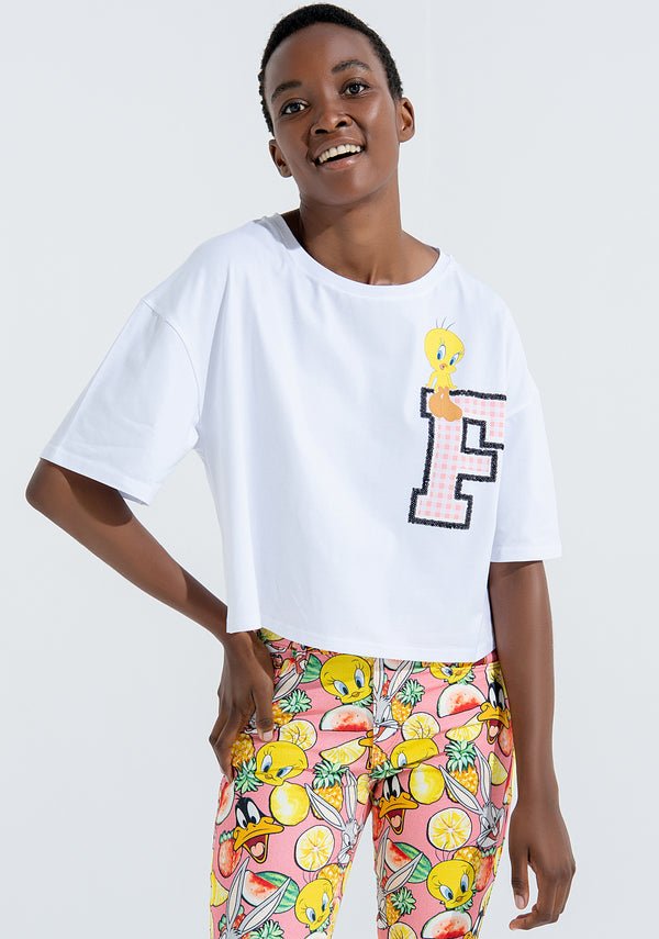 T-shirt over cropped with Looney Tunes Fracomina FD22ST3006J401N5-278