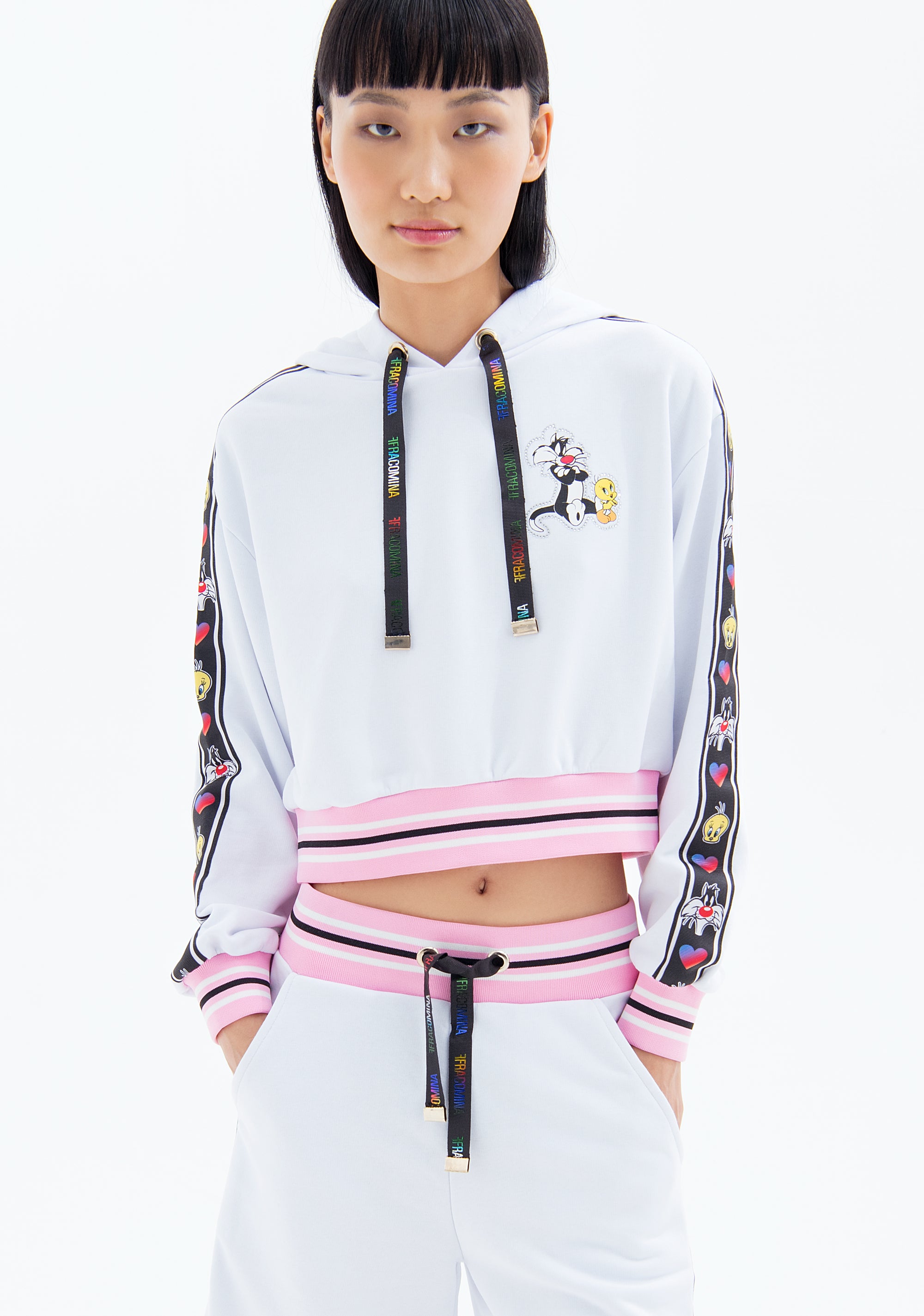 Sweater cropped made in cotton with Looney Toons Characters Fracomina FD23ST9020F400N5-278-2