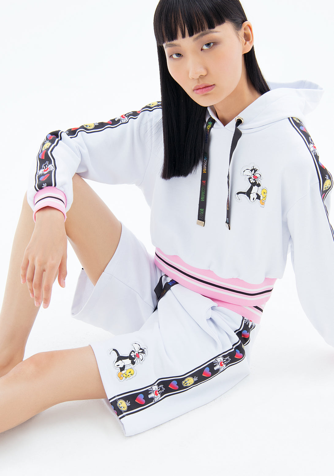 Sweater cropped made in cotton with Looney Toons Characters Fracomina FD23ST9020F400N5-278-4